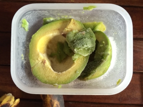 Frozen avocado, peeled and kept within lunch box day before